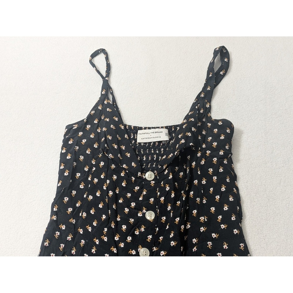 Anthropologie Women's Black Floral Size 4 Romper One-Piece FAITHFULL THE BRAND - Picture 5 of 13